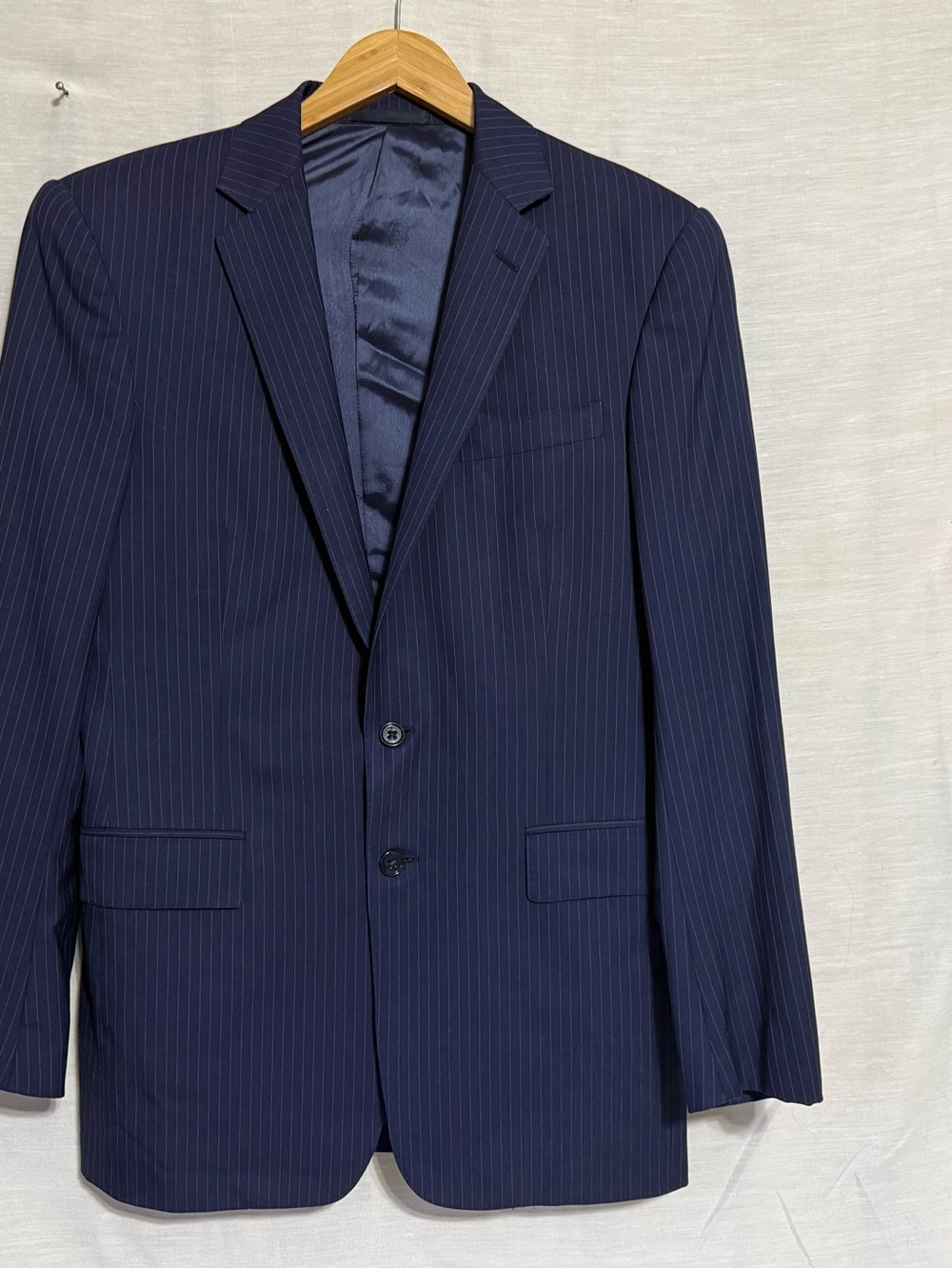 Ralph Lauren Navy Pinstripe Wool Sport Coat Blazer 38R Italy